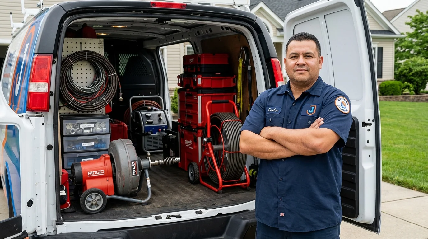 Professional drain cleaning equipment and Johns Plumbing LLC plumber in Hazard