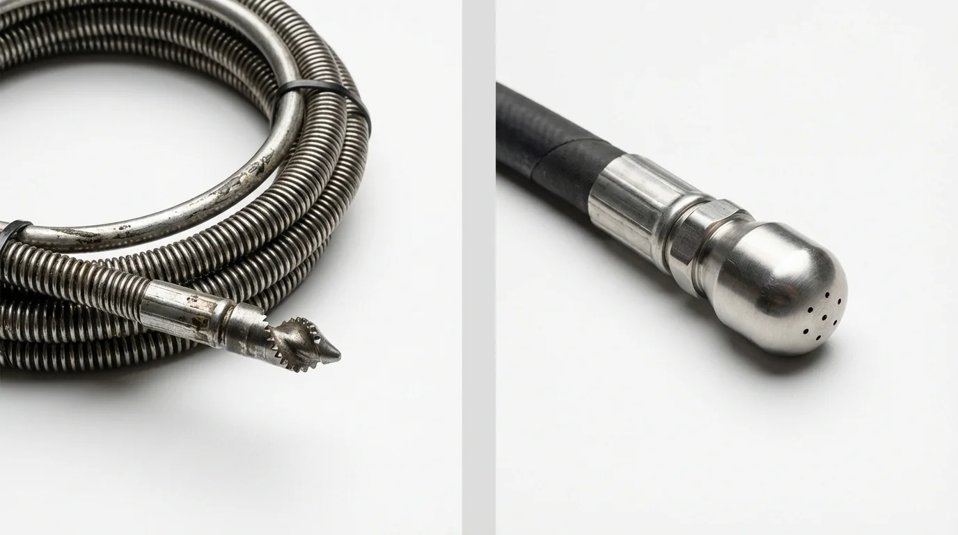 Drain snake cable and hydro jetting nozzle used for drain cleaning in Hazard, KY