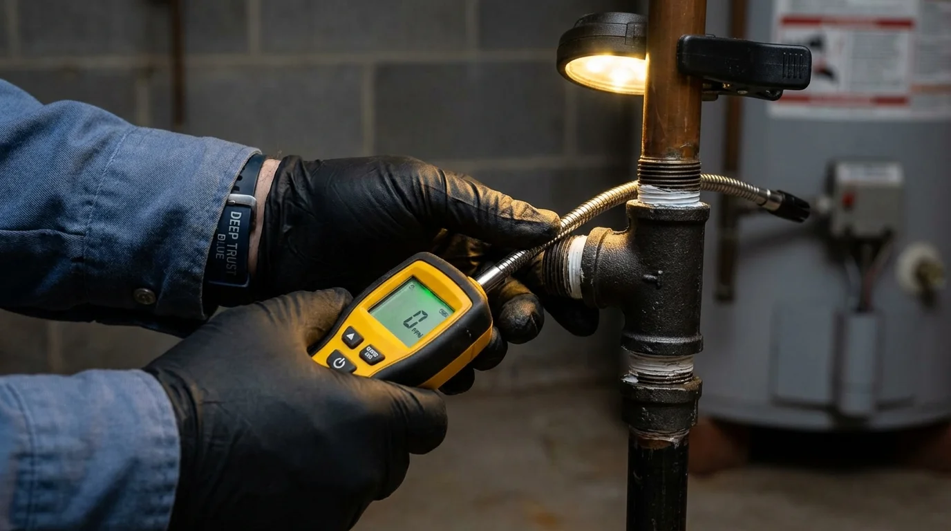 Gas leak detection with electronic sniffer by Johns Plumbing LLC in Hazard