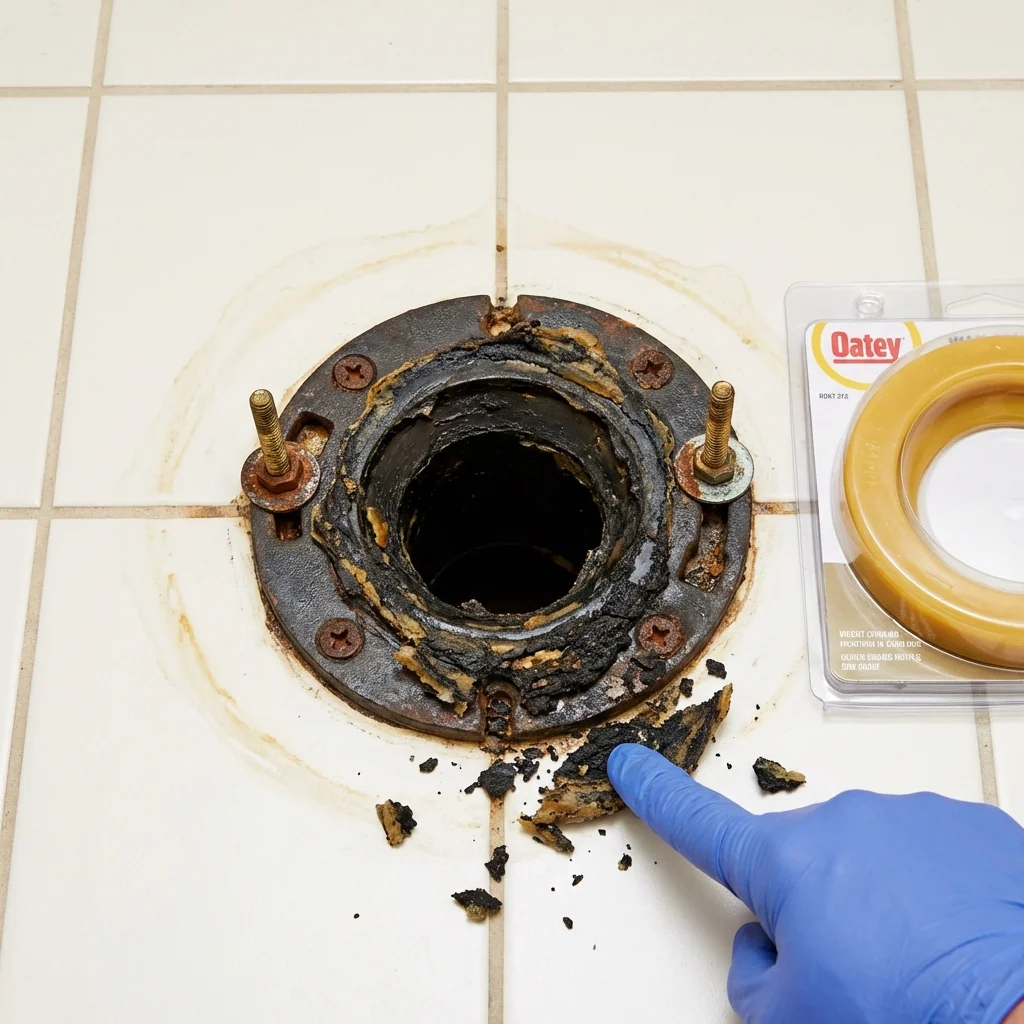 Failed wax ring showing water seepage at the base of a toilet in a Hazard, KY home